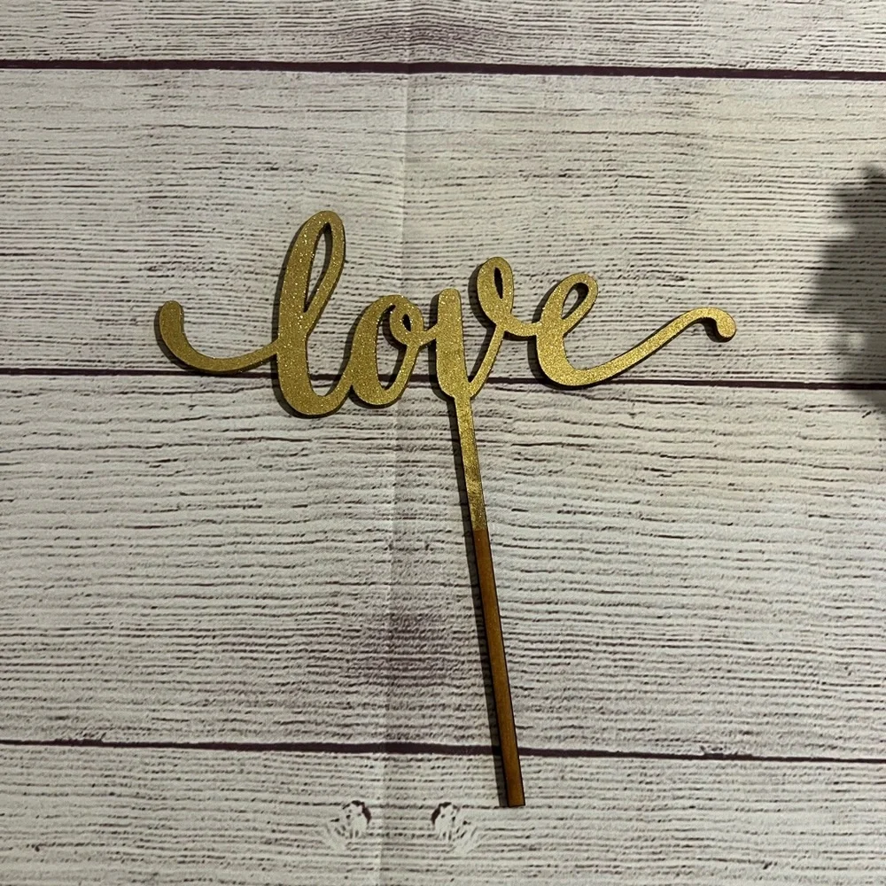 LOVE Wedding Cake Topper - Glitter Gold